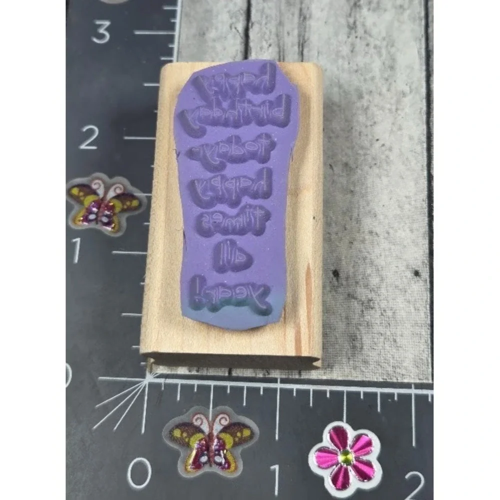 Stampin' Up! Happy Birthday Today Happy Times All Year Rubber Stamp Wood #L87
